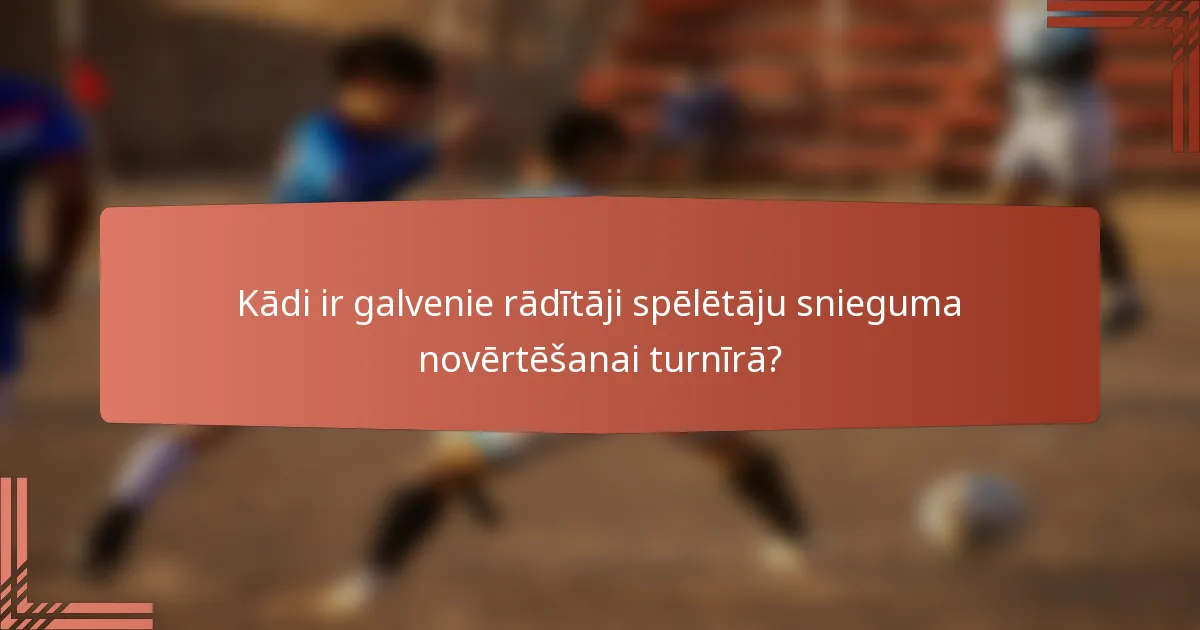 Kādi ir galvenie rādītāji spēlētāju snieguma novērtēšanai turnīrā?