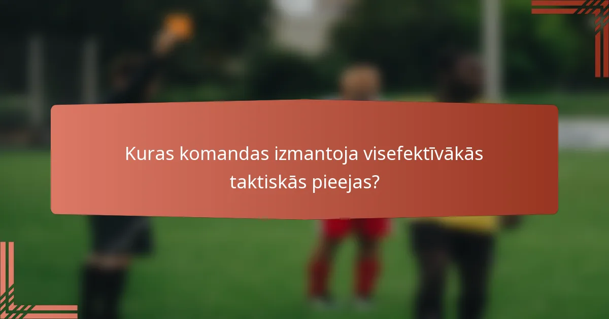 Kuras komandas izmantoja visefektīvākās taktiskās pieejas?